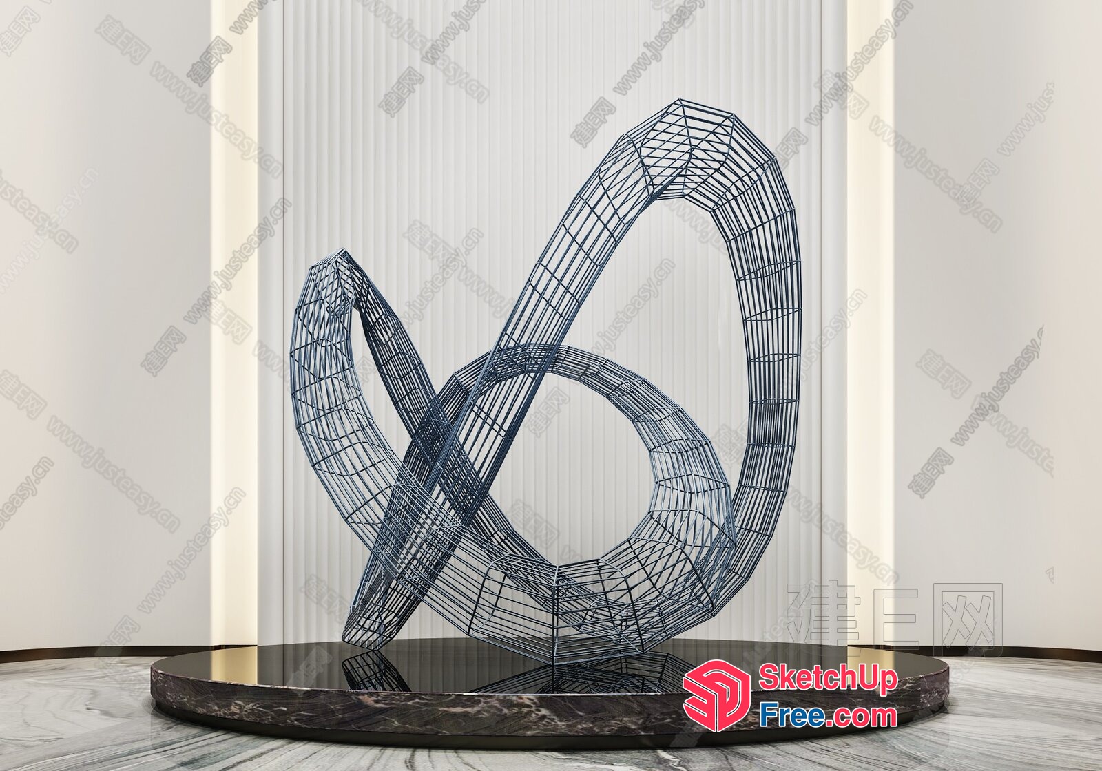 Elegant Wire Sculpture In A Modern Interior Setting 3D SketchUp File