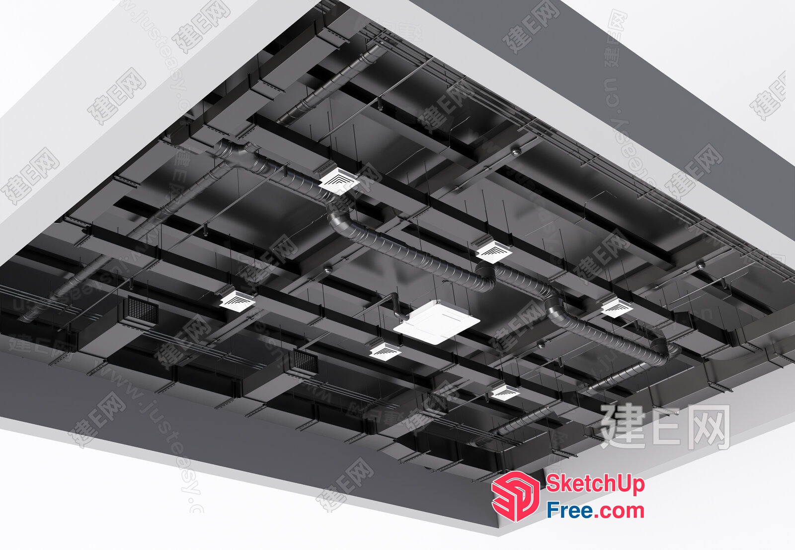 Industrial Style Ceiling Detail 3D SketchUp File