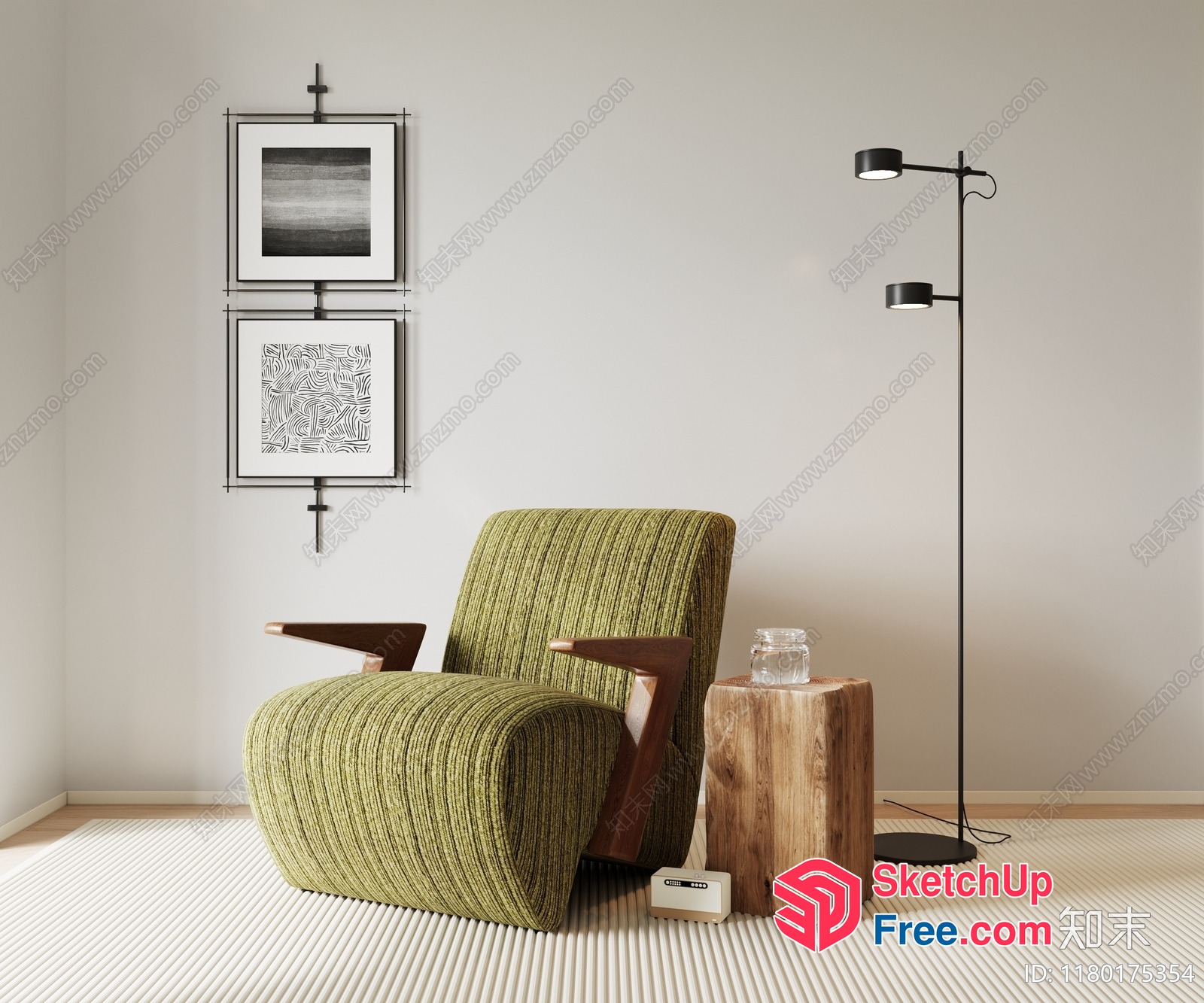 Cozy Modern Living Room Scene 3D SketchUp File