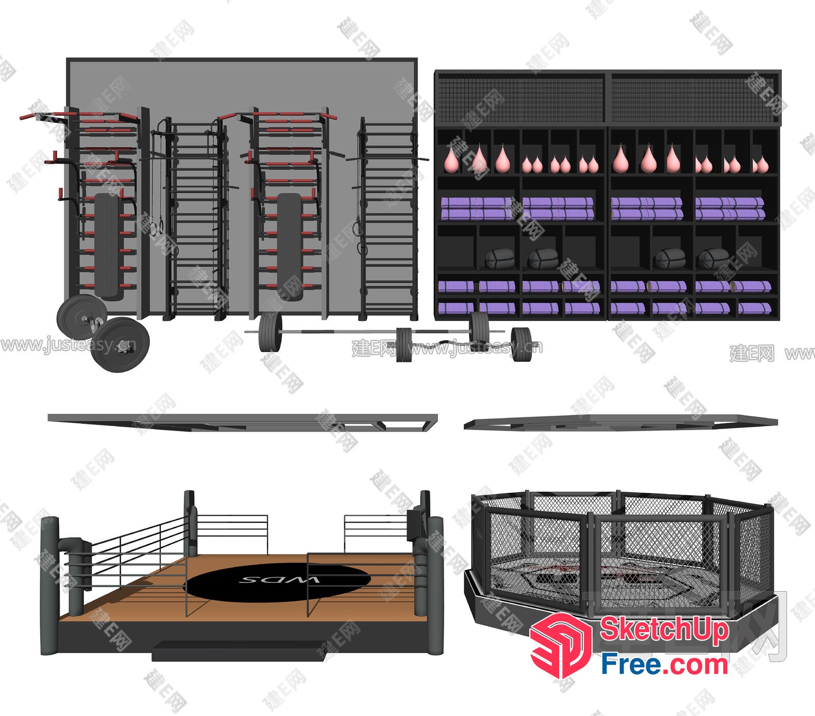 Mma Gym Equipment Layout 3D SketchUp File