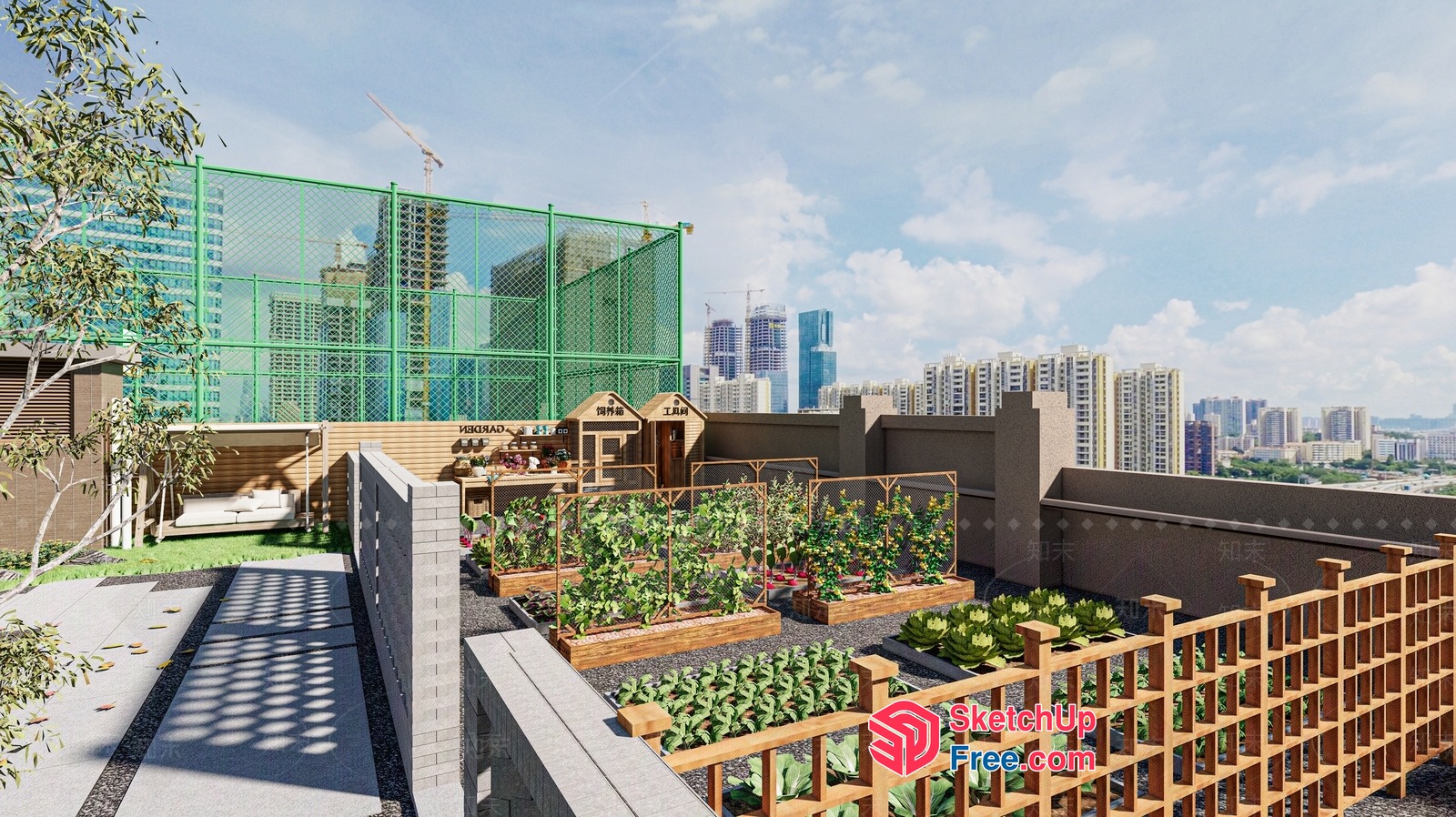 Rooftop Garden With City View 3D SketchUp File