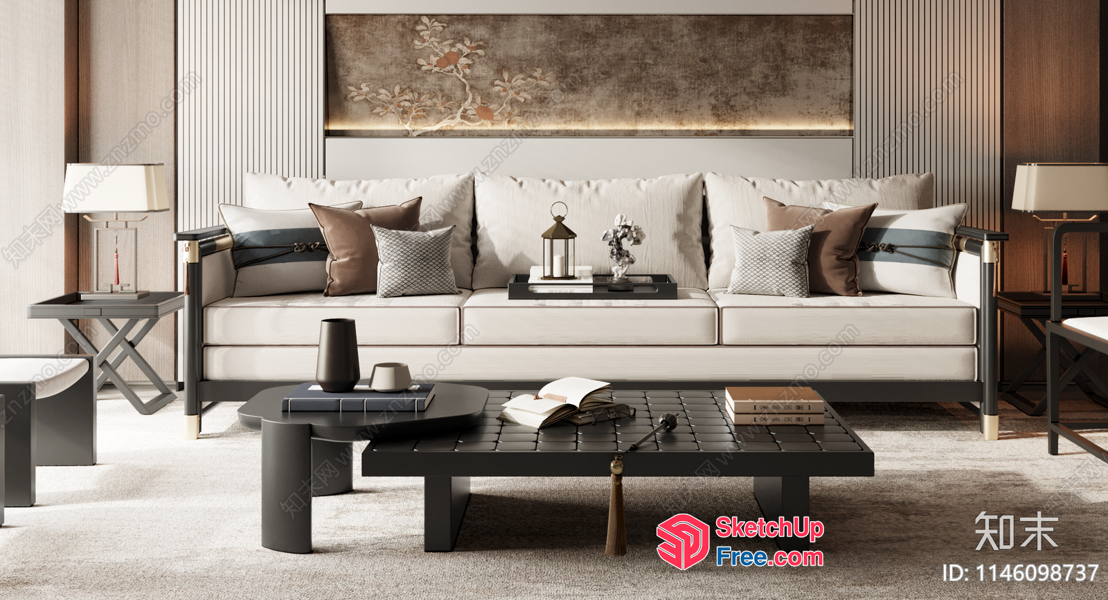 Elegant And Modern Living Room Decor 3D SketchUp File