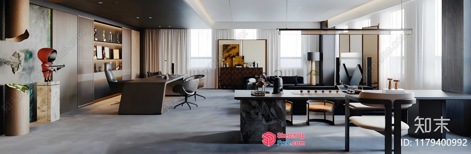 Modern Office Space With Sleek Furniture And Natural Light 3D SketchUp File