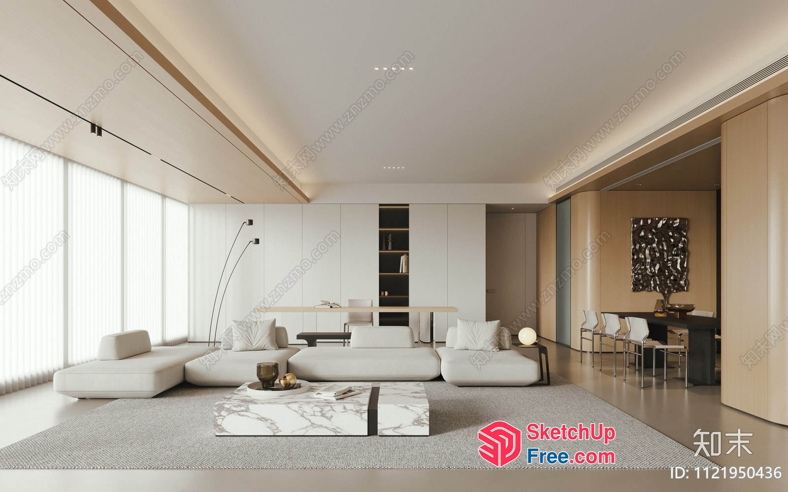 Modern Minimalist Living Room With Sleek Furniture And Natural Light 3D SketchUp File