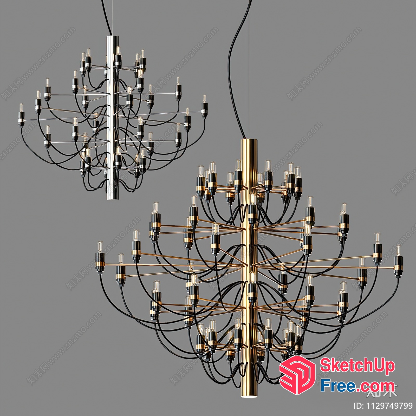 Luxurious Modern Chandelier With Gold And Black Accents 3D SketchUp File