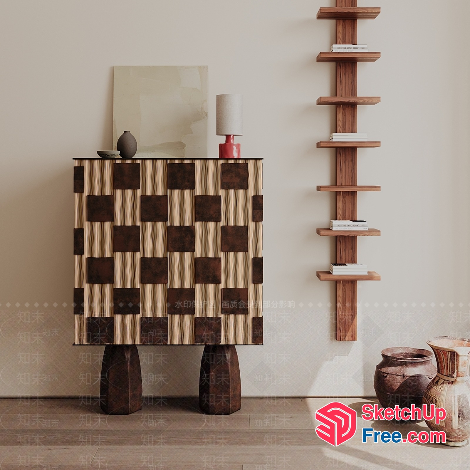Modern Wooden Furniture And Decor 3D SketchUp File