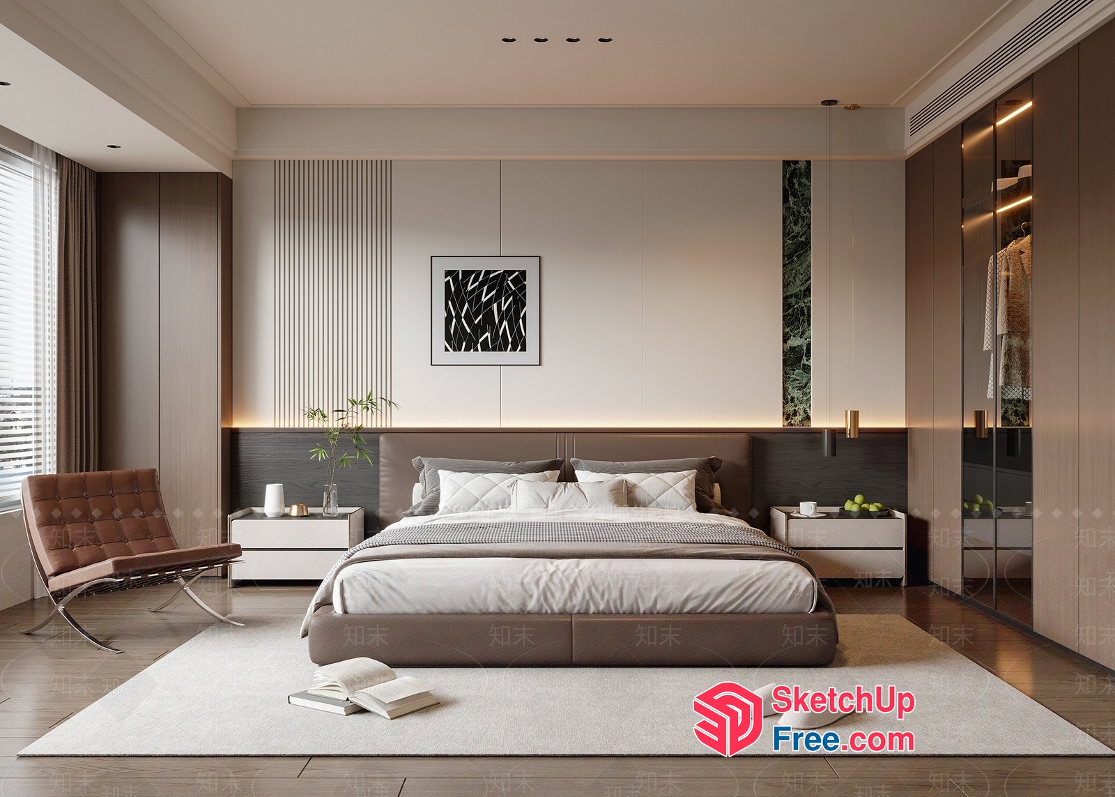 Modern Minimalist Bedroom With Sleek Furniture 3D SketchUp File