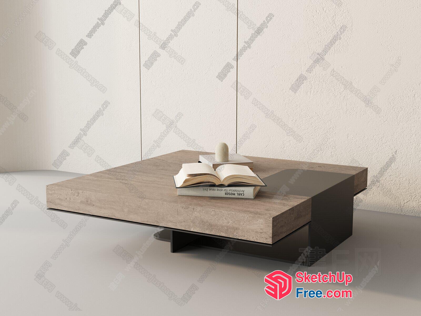 Modern Coffee Table With Book And Pillar Decor 3D SketchUp File
