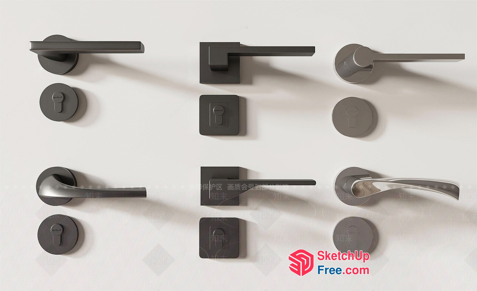 Modern Door Hardware Set 3D SketchUp File