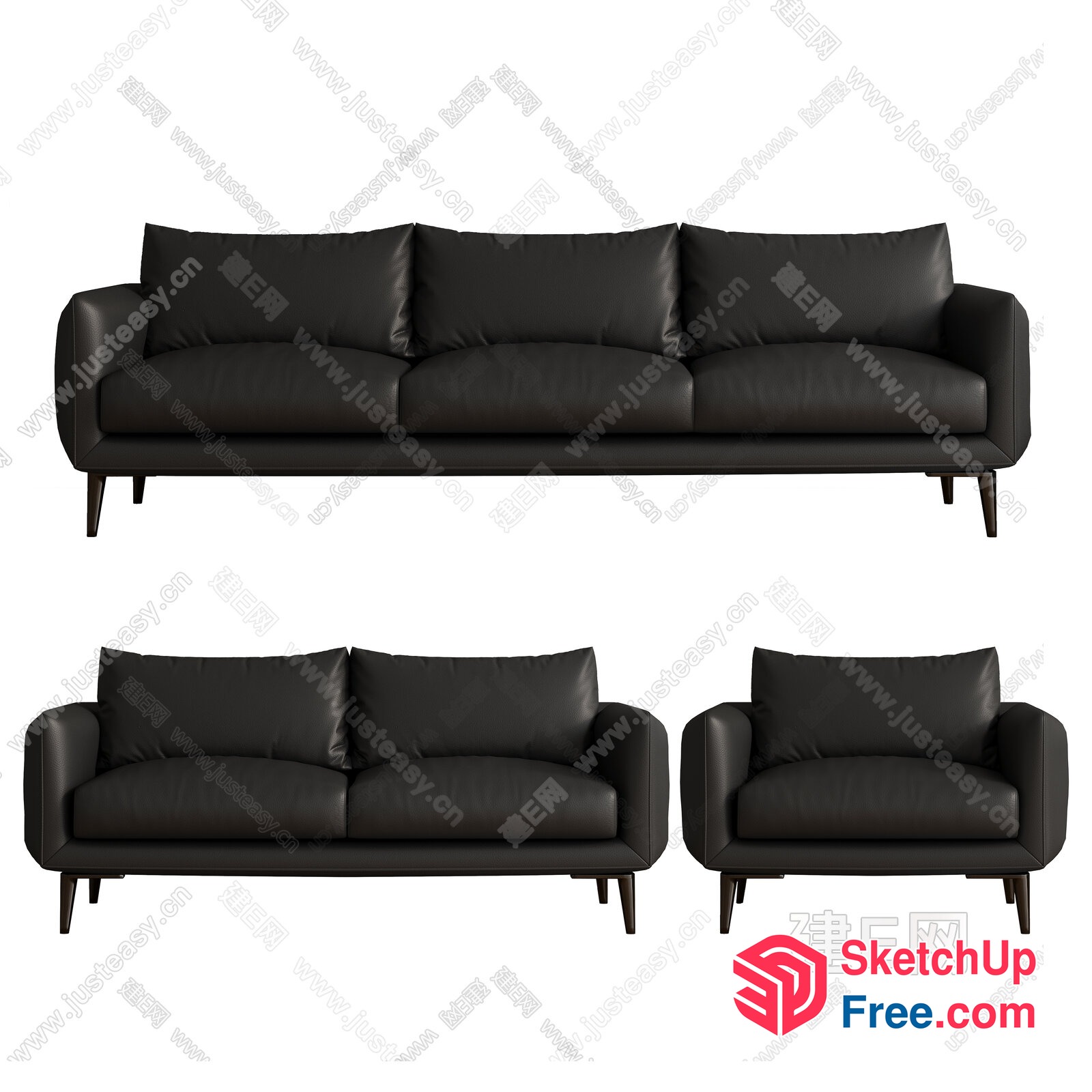 Modern Leather Sofa Set 3D SketchUp File