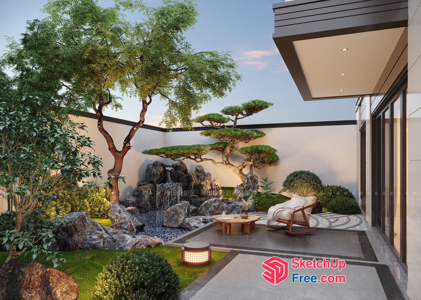 Serene Japanese-Style Courtyard Oasis 3D SketchUp File