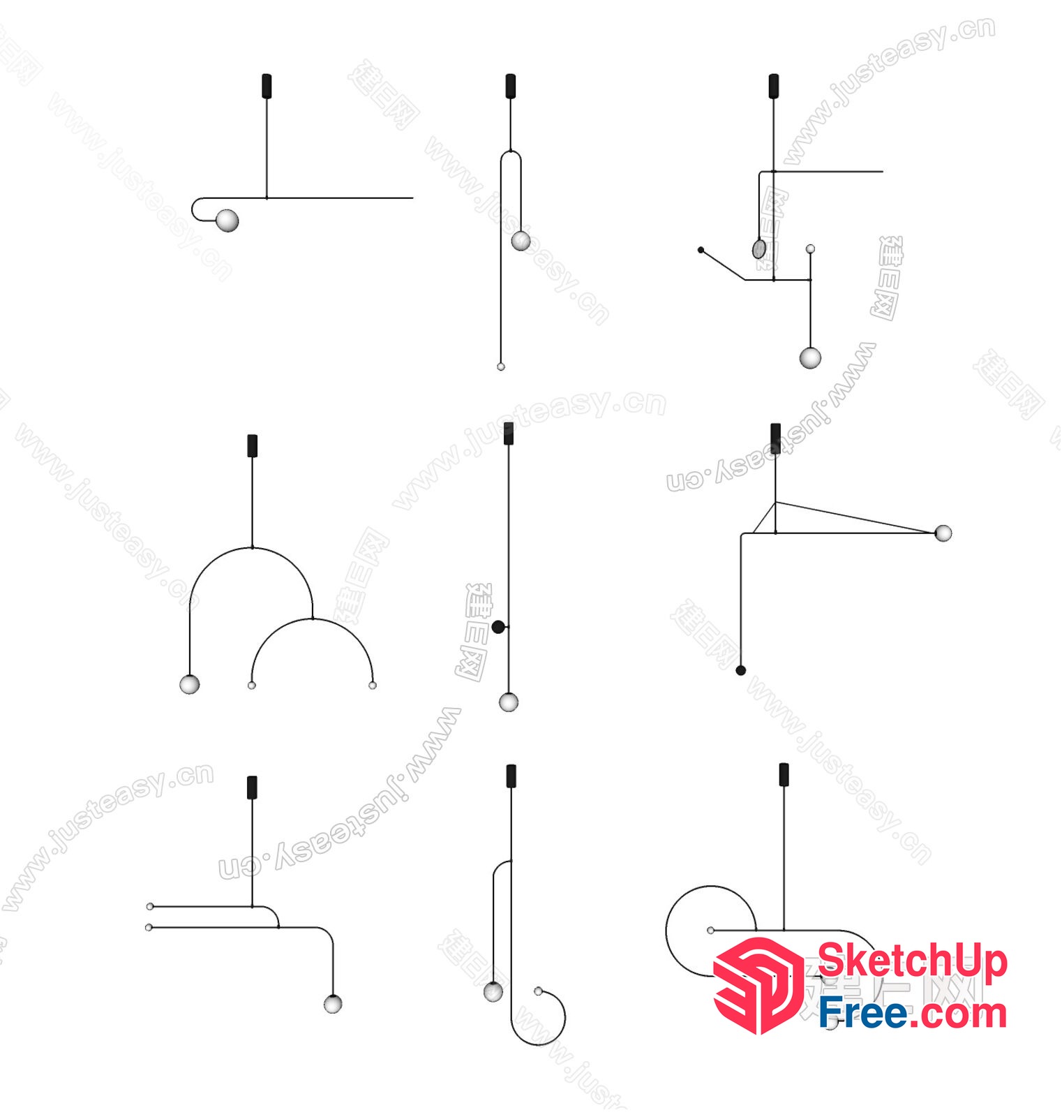 Line Art Illustrations Of Various Decorative Elements 3D SketchUp File