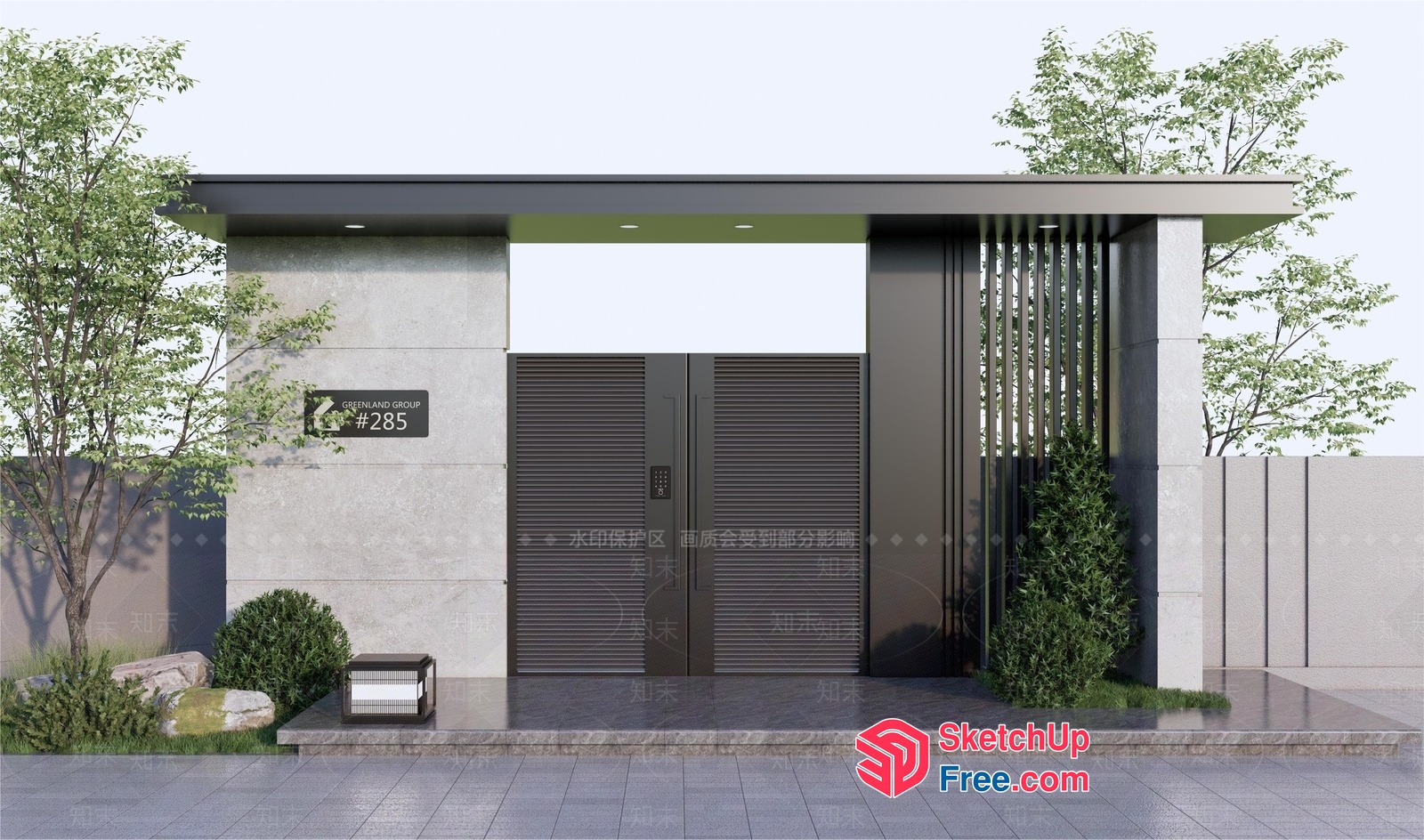 Modern Entranceway With Elevator And Stairs 3D SketchUp File