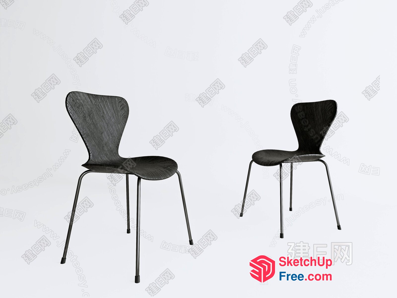 Two Modern Chairs With Curved Backs And Legs 3D SketchUp File