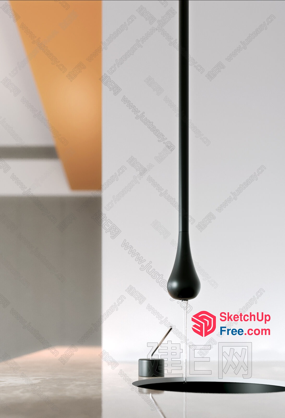 Elegant Black Hanging Light Fixture 3D SketchUp File