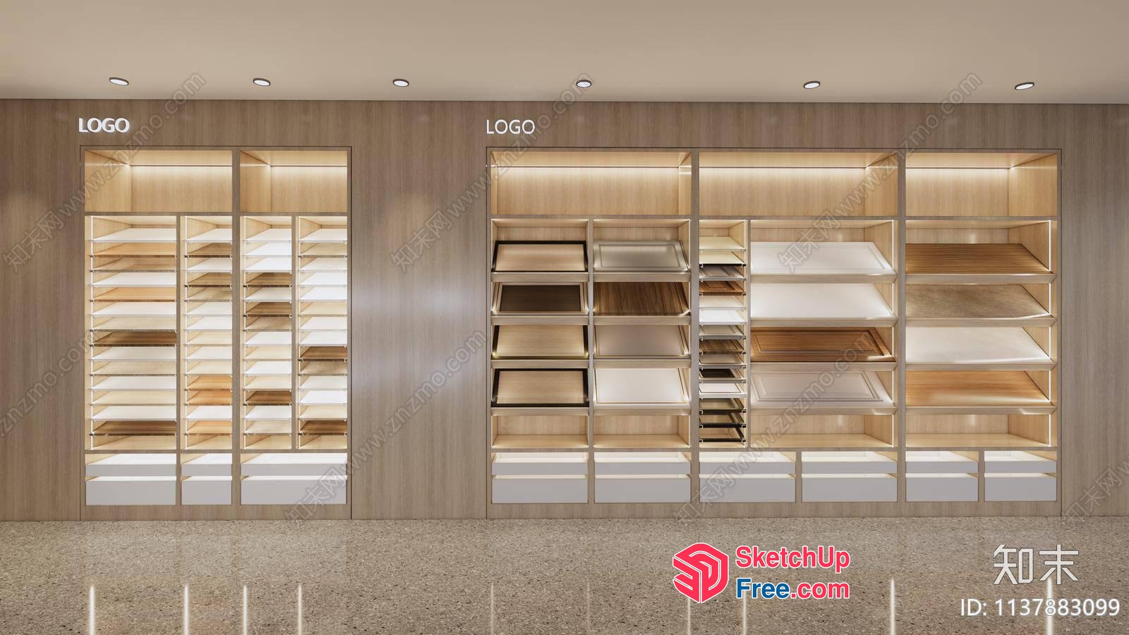 Modern Minimalist Japanese Style Wooden Wall Shelf 3D SketchUp File