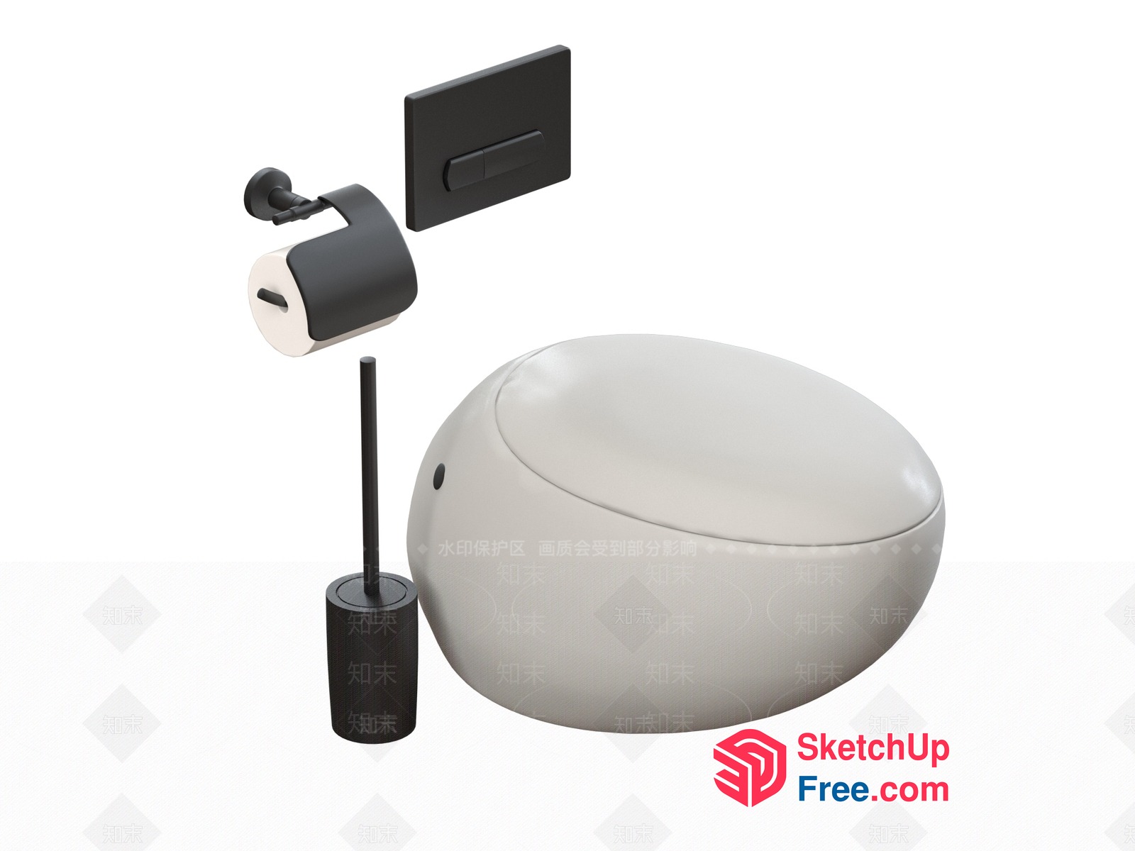 Modern Toilet With Gray And White Decor 3D SketchUp File