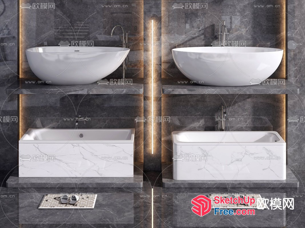 Modern Marble And Stone Bathroom Decor 3D SketchUp File