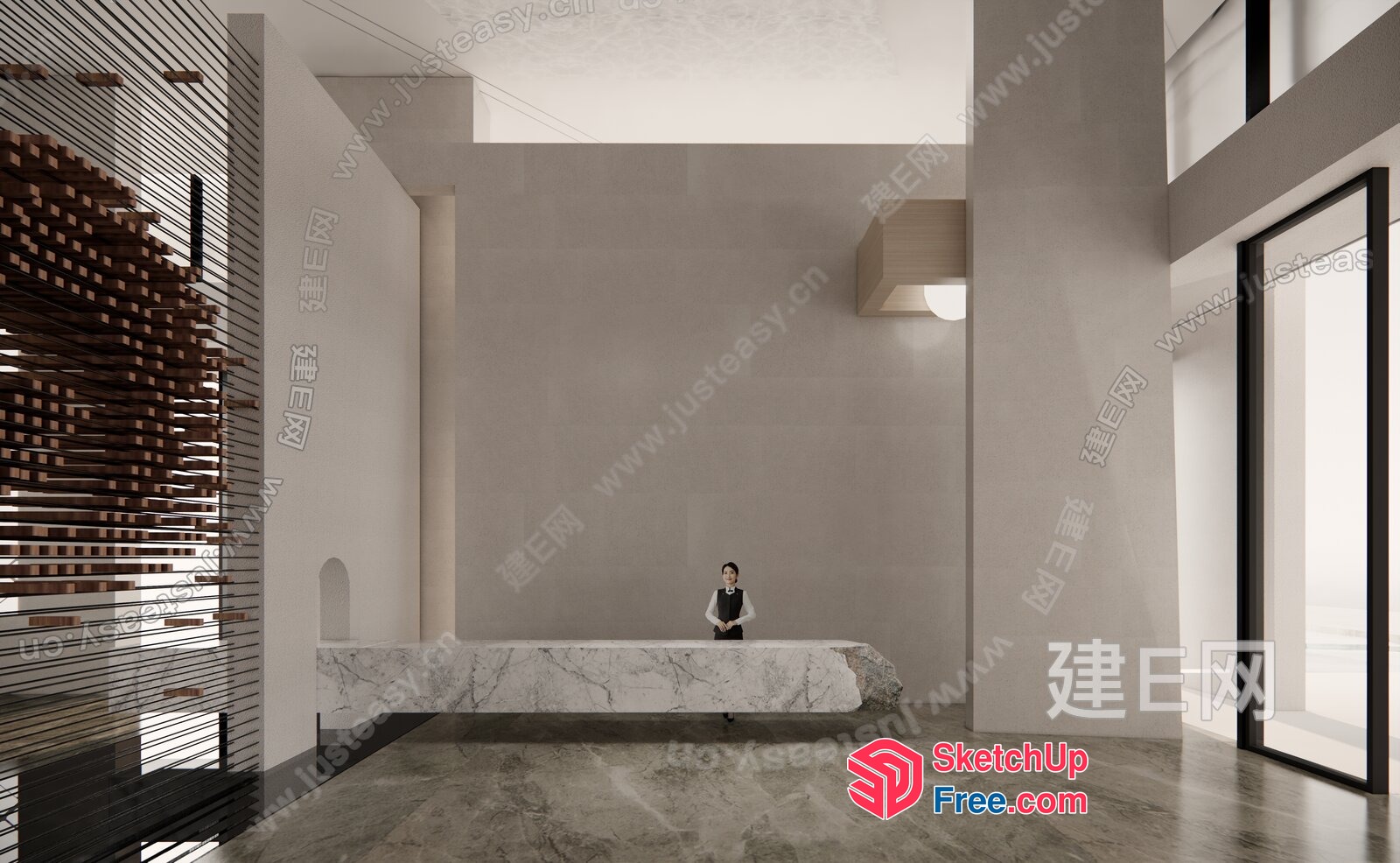 A Modern Minimalist Interior With A Focus On Natural Light 3D SketchUp File