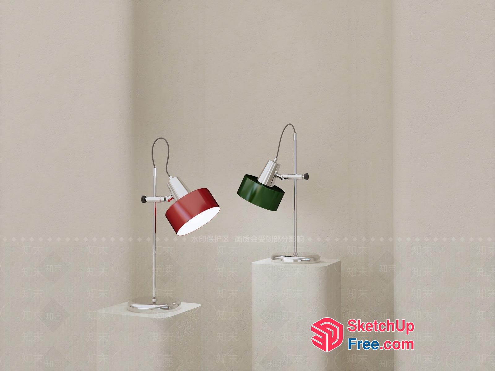 Two Table Lamps On Pedestals 3D SketchUp File