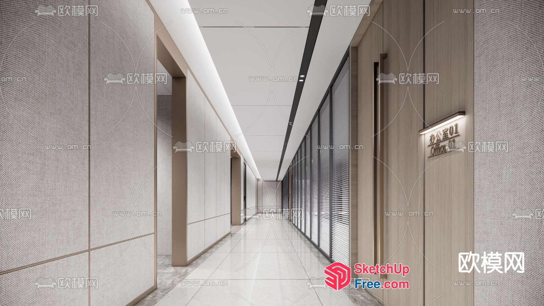 Modern Office Building Interior 3D SketchUp File