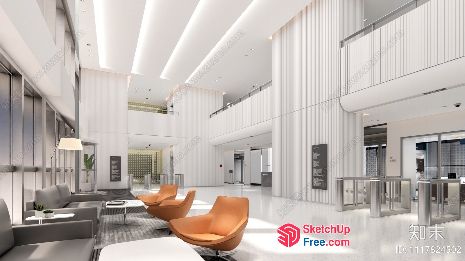 Modern Office Space With High Ceilings And Sleek Furniture 3D SketchUp File