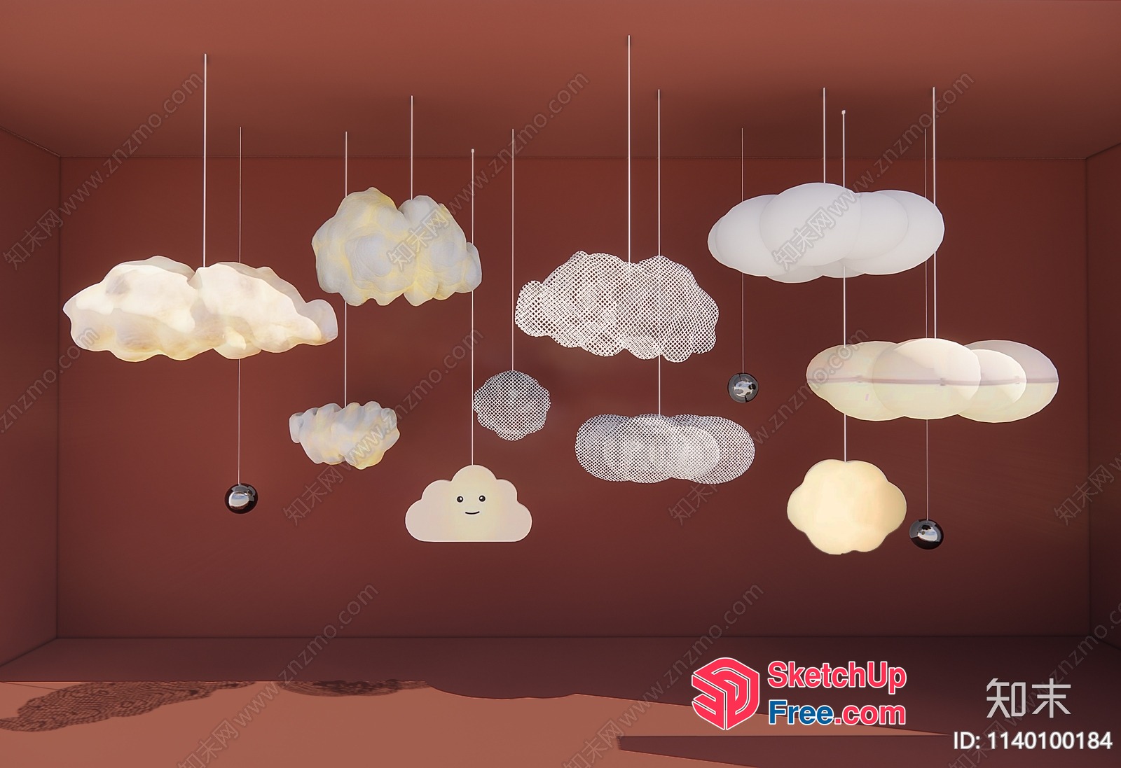 Cloudy Ceiling Lights And Decorations 3D SketchUp File