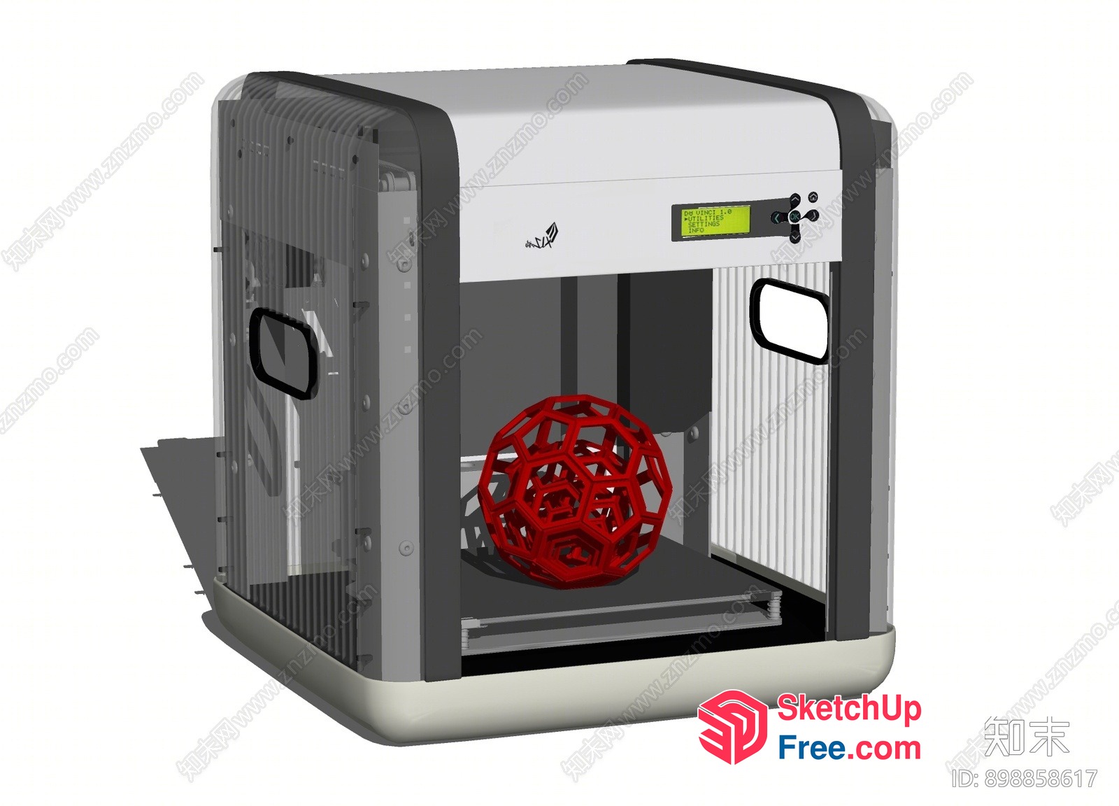 3D Printer With Red Sphere 3D SketchUp File