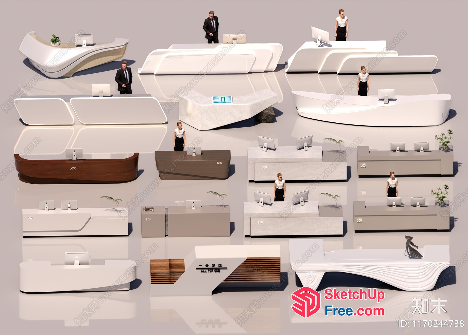 Modern Reception Desk Designs 3D SketchUp File
