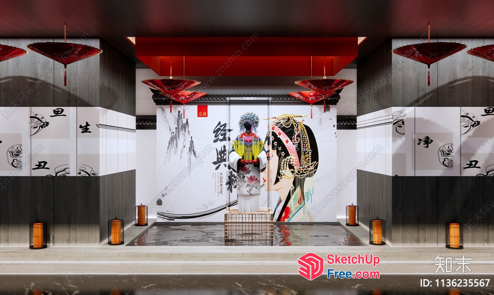 Asian-Inspired Interior Design With Traditional Elements 3D SketchUp File