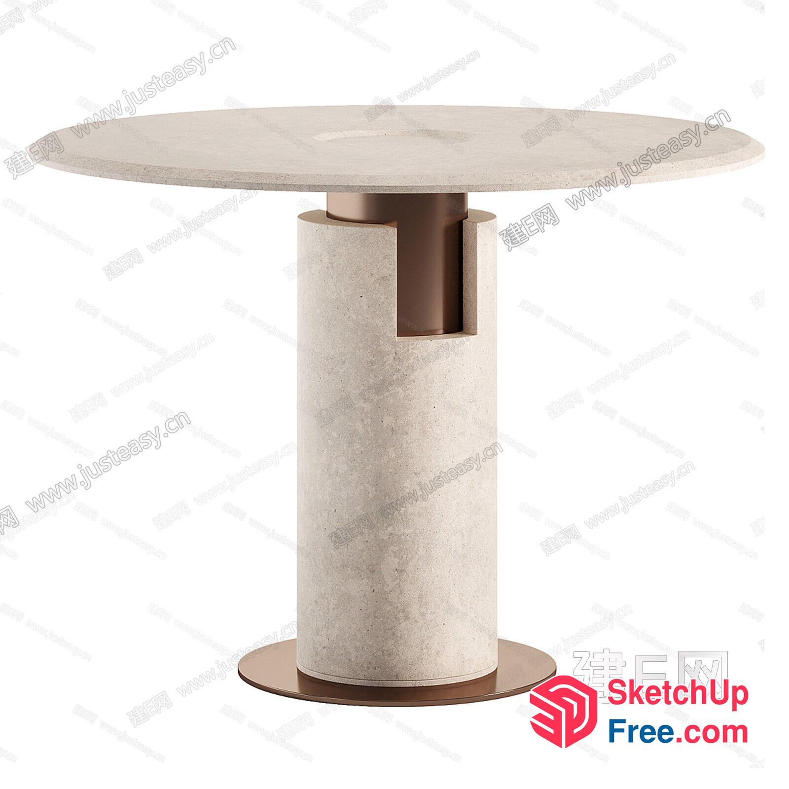 Round Table With Pillar And Flat Top 3D SketchUp File