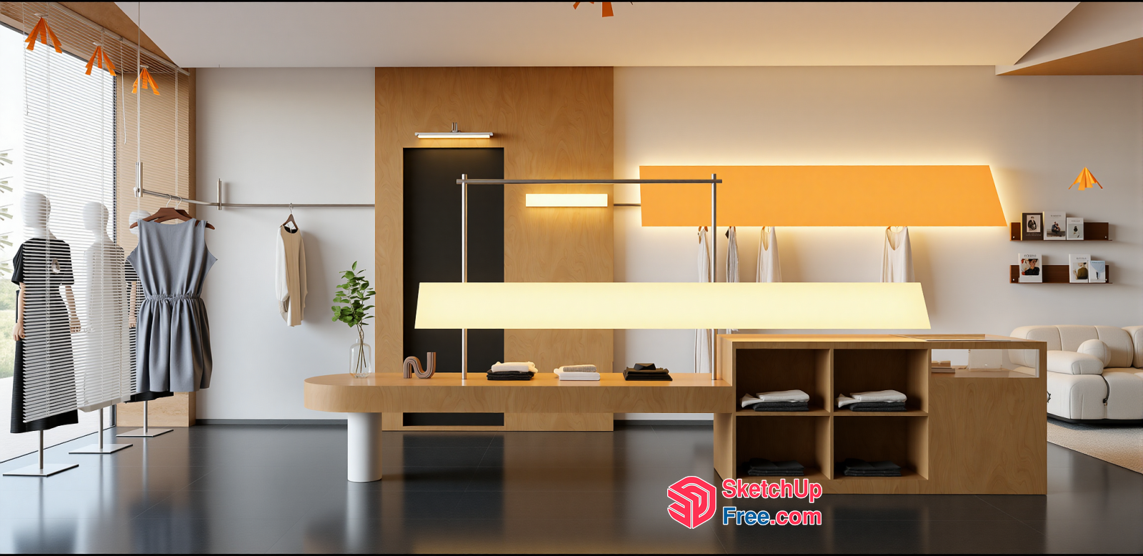 Modern Minimalist Clothing Store Interior Design 3D SketchUp File