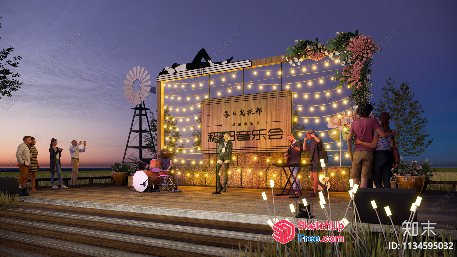 Outdoor Stage With Vibrant Decor 3D SketchUp File