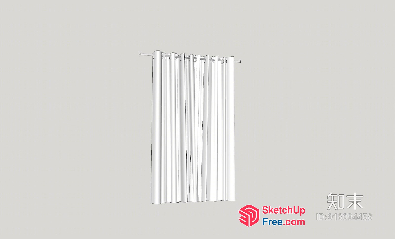 White Curtains On A Rod 3D SketchUp File