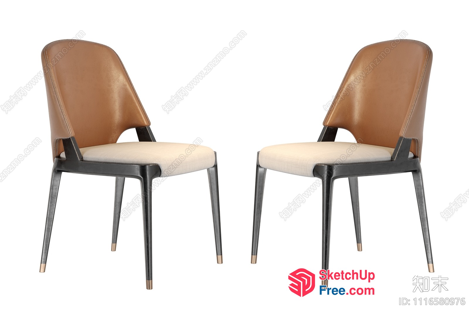 Modern Two-Toned Leather Accent Chairs 3D SketchUp File