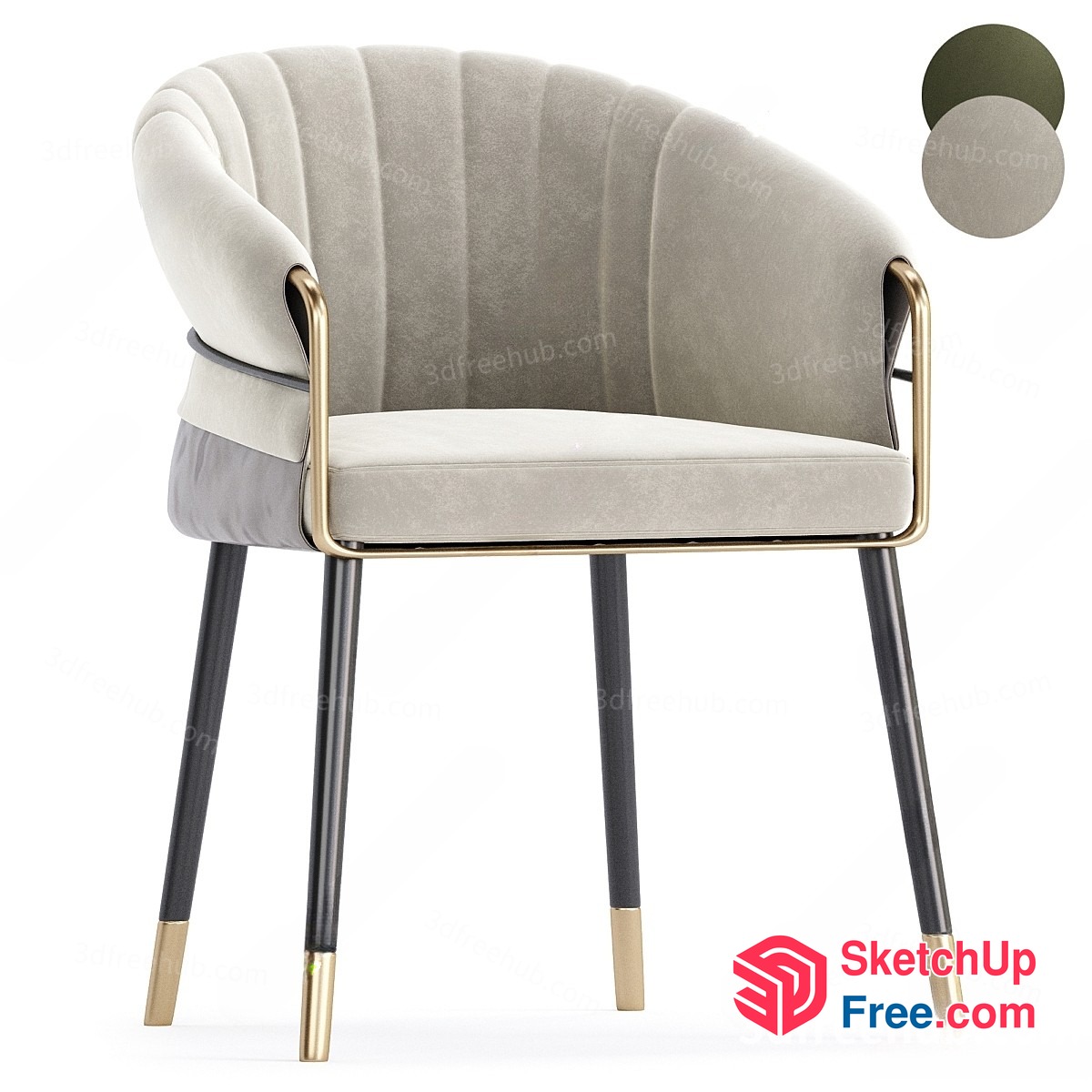 Elegant Upholstered Chair With Metal Frame And Gold Accents 3D SketchUp File