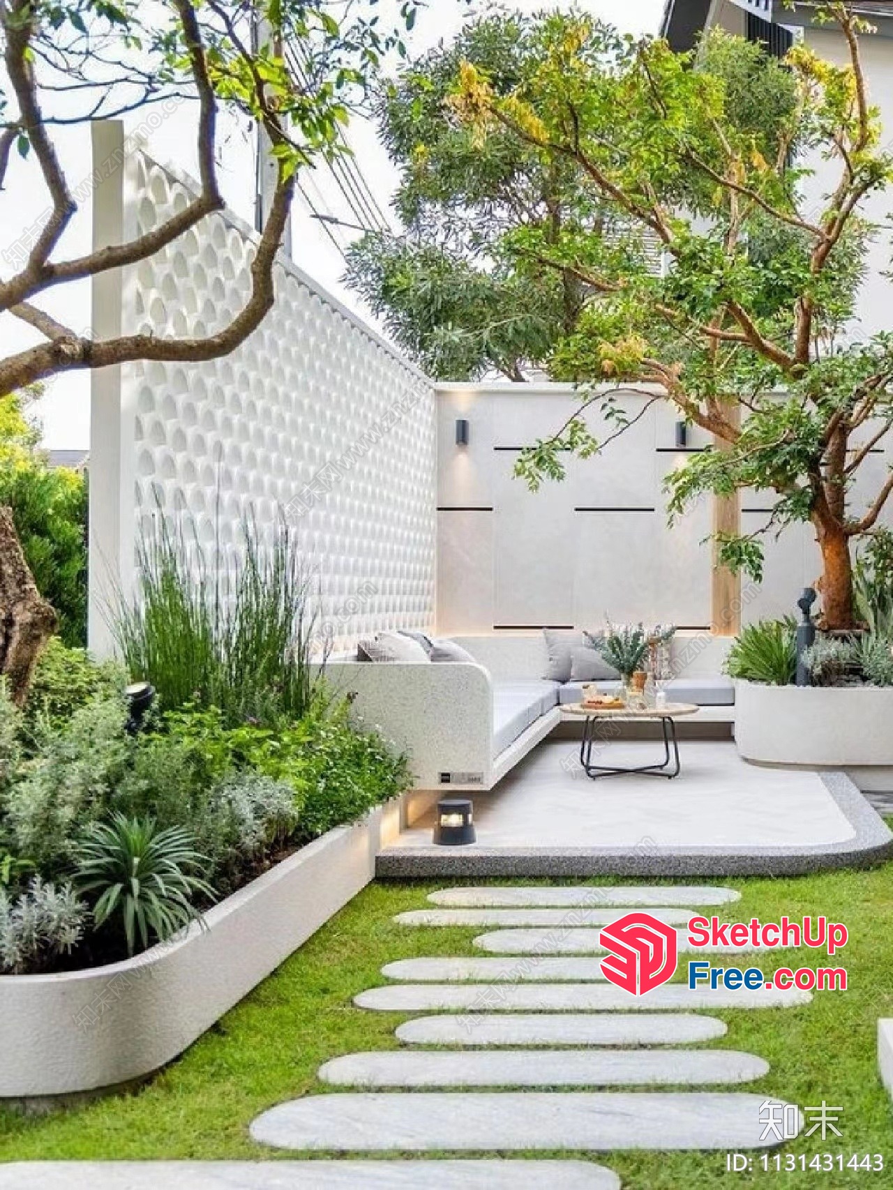 Elegant Modern Minimalist Japanese Style Outdoor Patio 3D SketchUp File