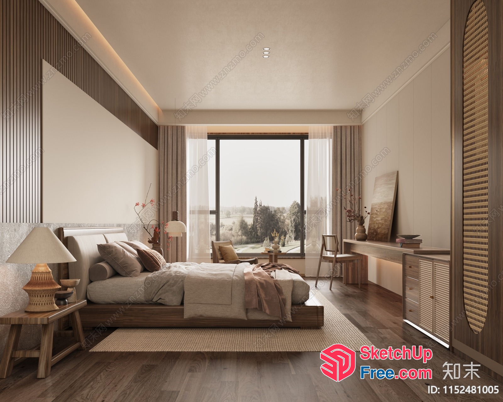 Japanese-Style Bedroom With A View 3D SketchUp File