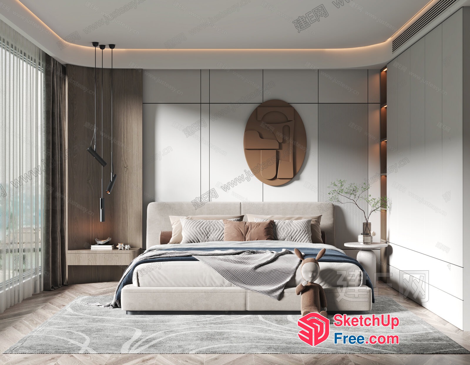 Modern Minimalist Japanese Style Bedroom 3D SketchUp File
