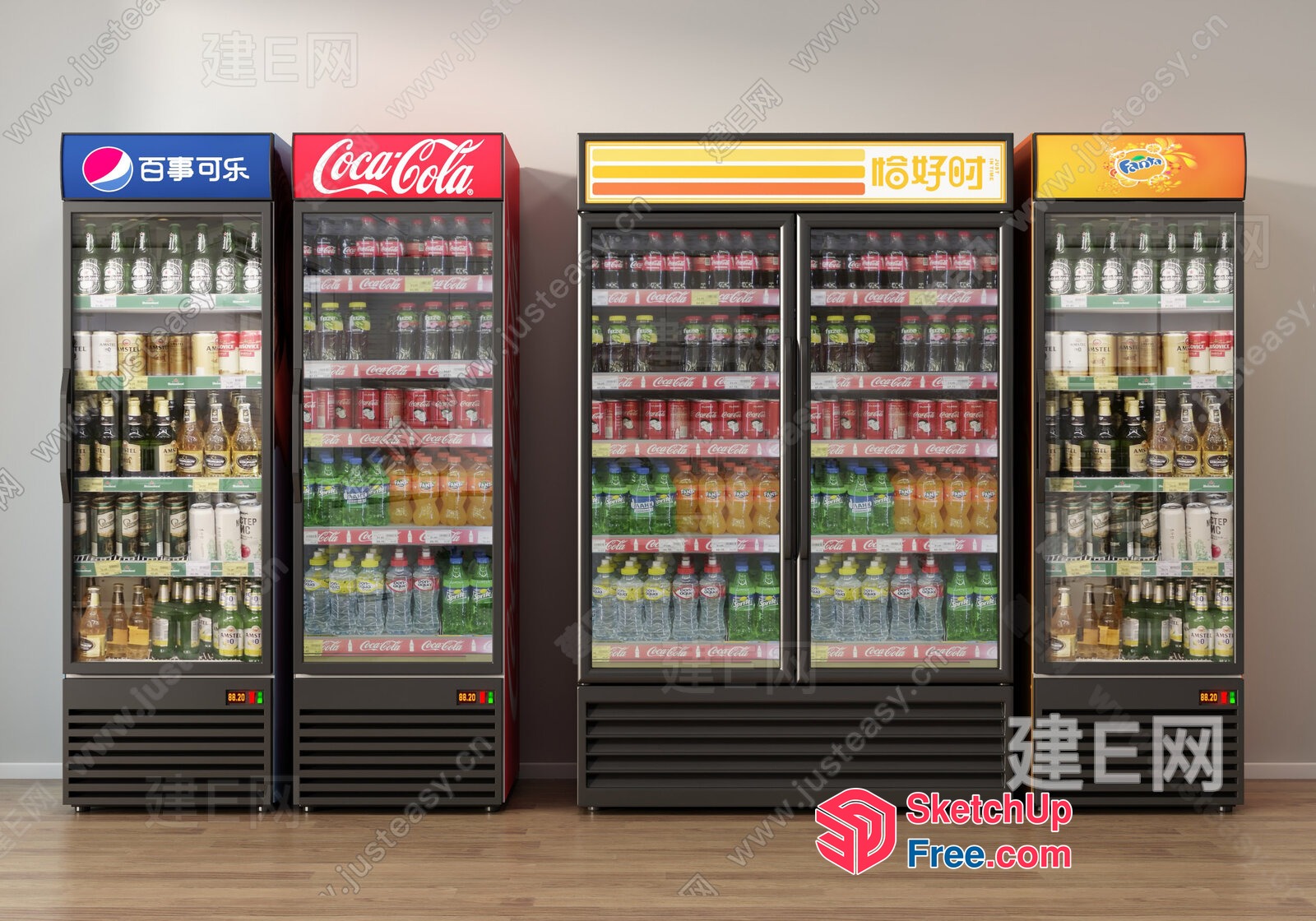 Modern Refrigerators In A Grocery Store 3D SketchUp File