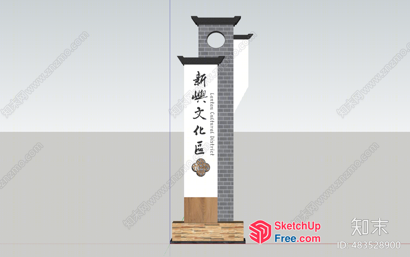Japanese Style Pillar With Traditional Decor 3D SketchUp File