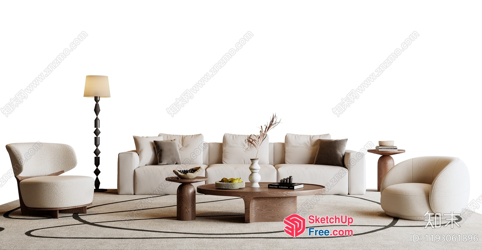 Minimalist Japanese Style Living Room Interior 3D SketchUp File