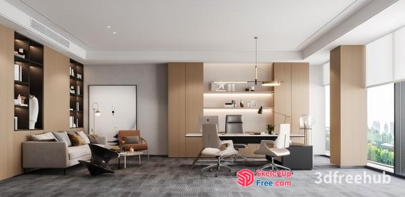 Modern Office Space With Minimalist Decor 3D SketchUp File