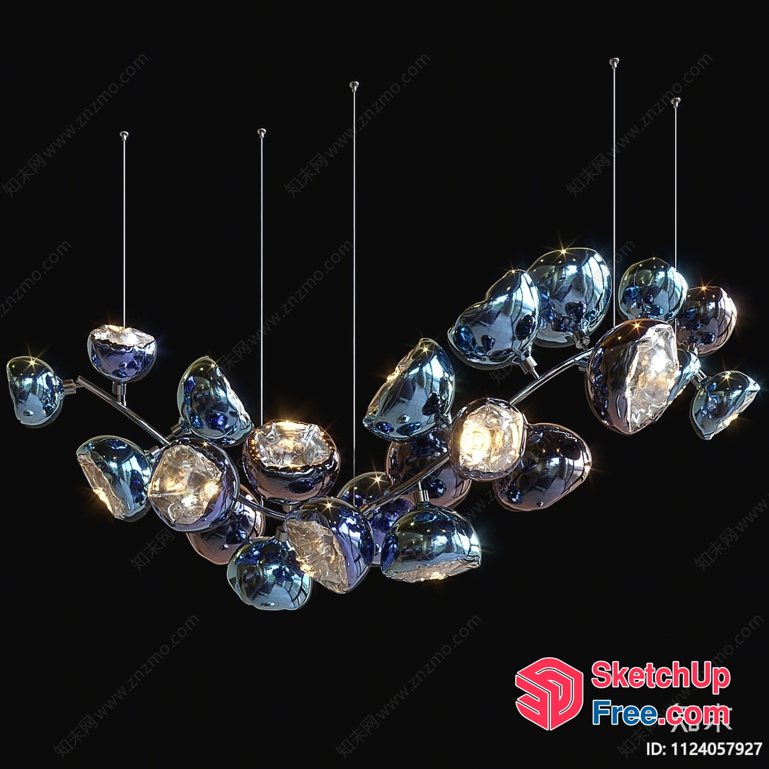 Modern Glass Ball Chandelier Lighting Fixture 3D SketchUp File
