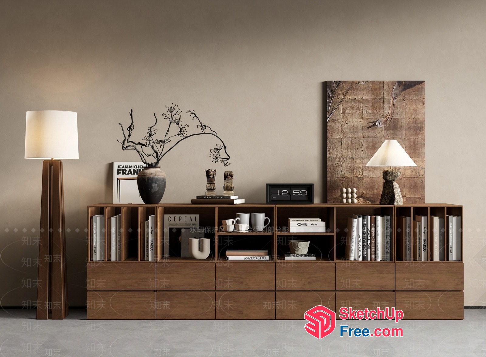Modern Minimalist Living Room Decor With Natural Wood Accents 3D SketchUp File