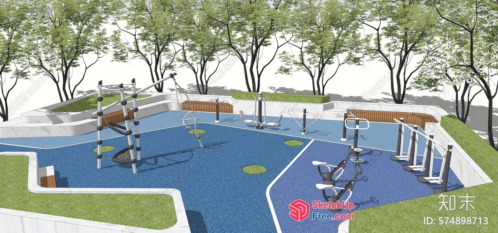 Outdoor Fitness Equipment Playground 3D SketchUp File