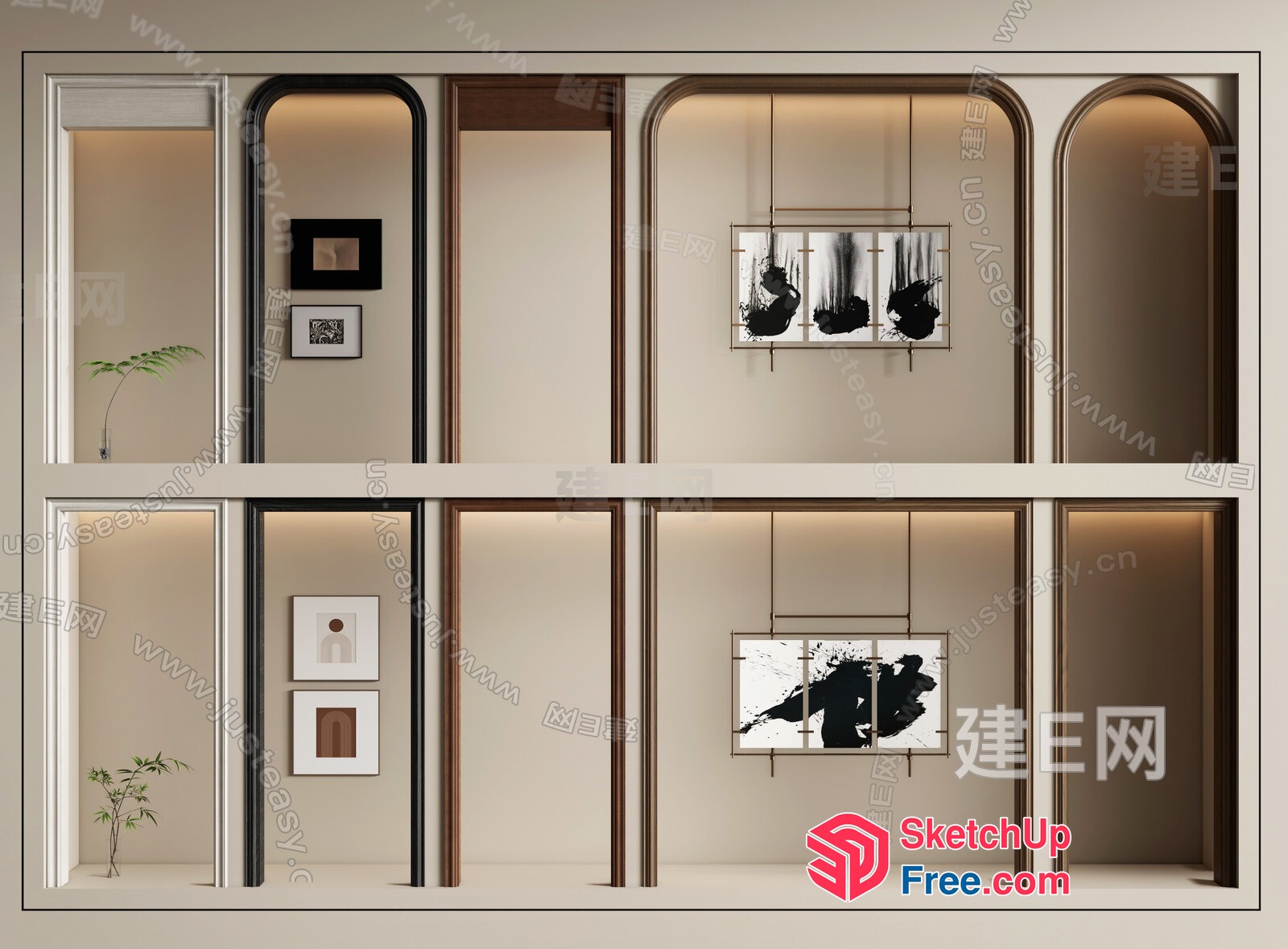 Modern Minimalist Interior Design With Asian Aesthetic 3D SketchUp File