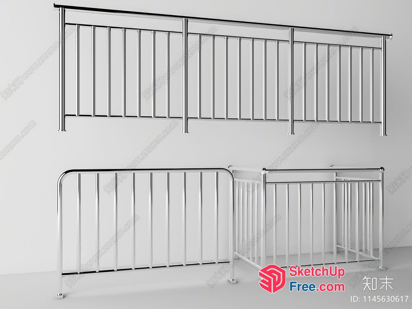 Metal Railing And Staircase 3D SketchUp File