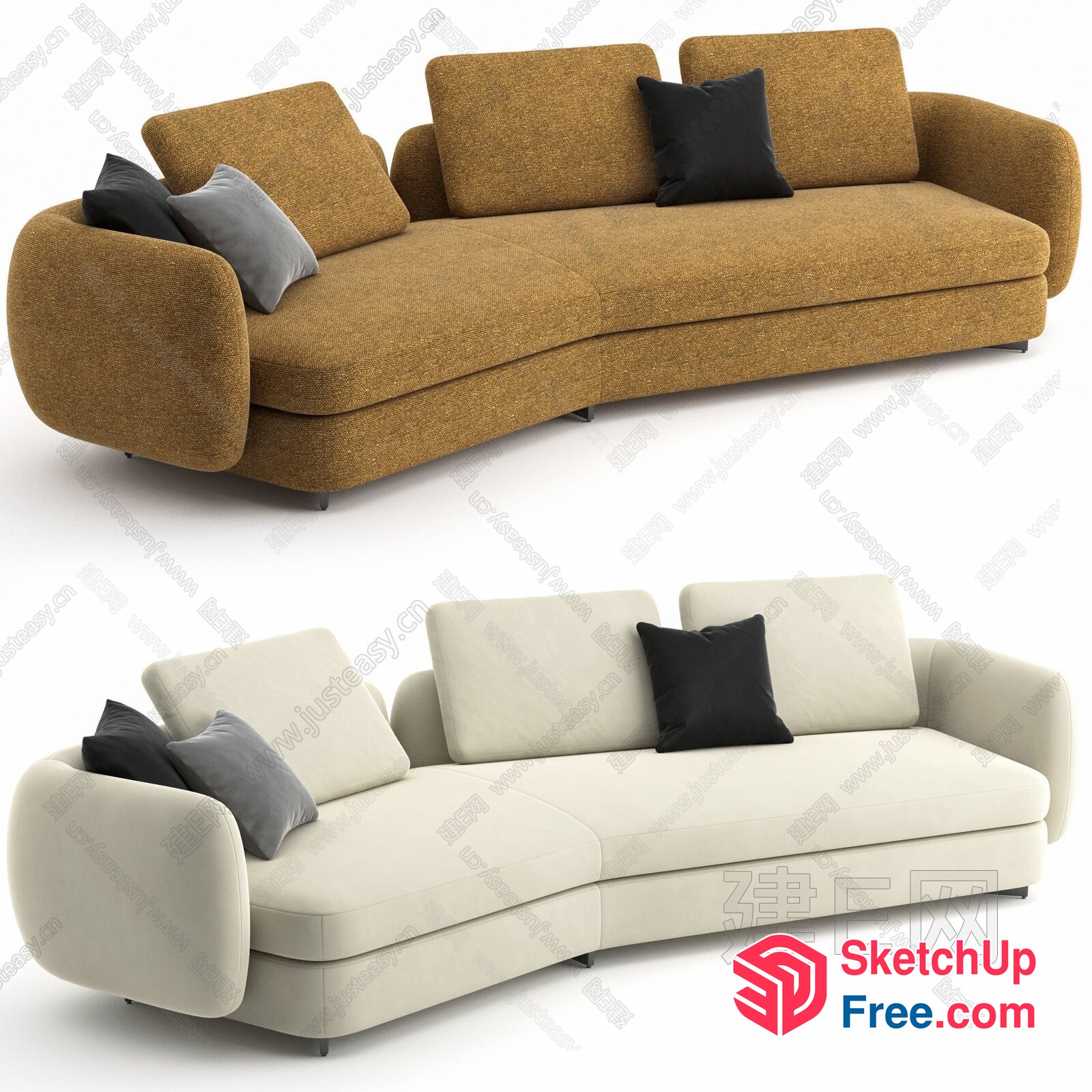 Contemporary Sofa With Pillows And Cushions 3D SketchUp File