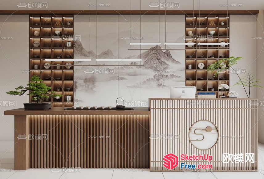 Modern Japanese-Inspired Interior Design 3D SketchUp File